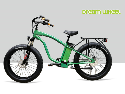 China 9 Speed Electric Beach Cruiser Bikes With Rear Carrier Lights MTB Suspension Fork supplier