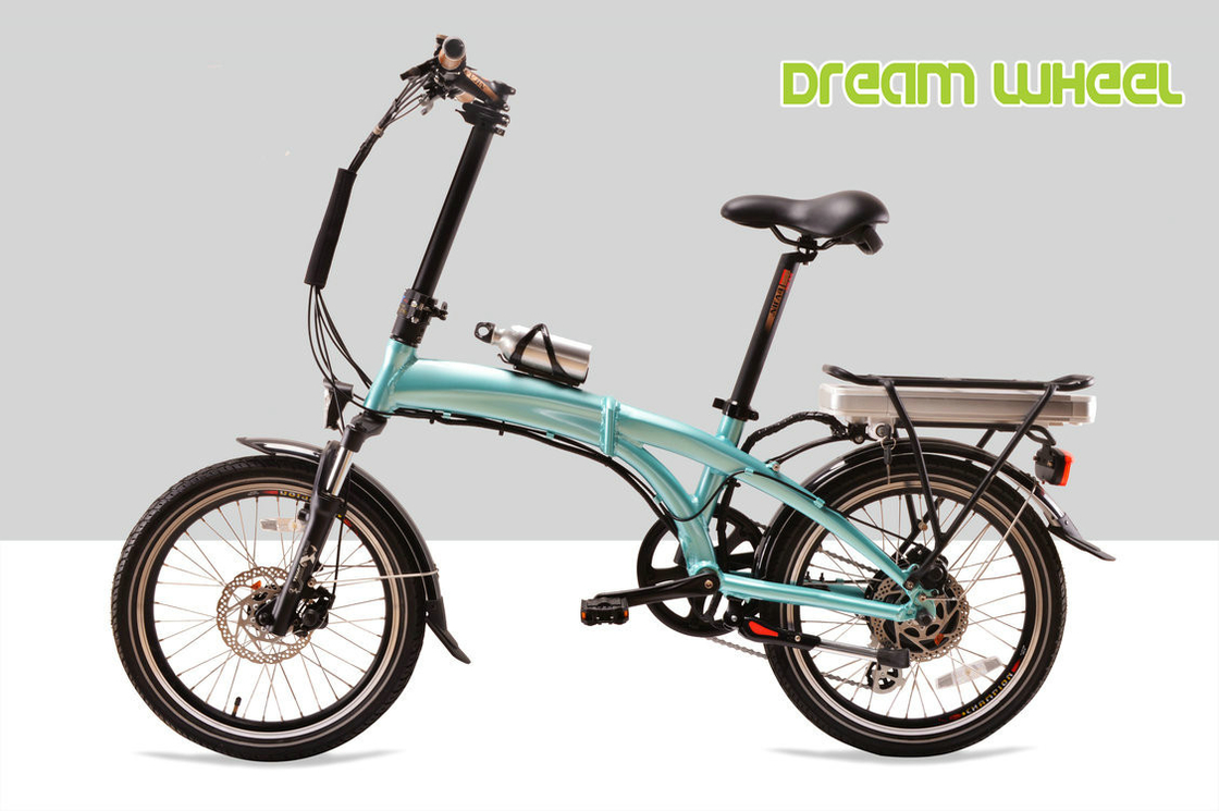 Blue Folding Electric Bike Lightweight 36V 350W 32Km/H Pedals Assisted ...