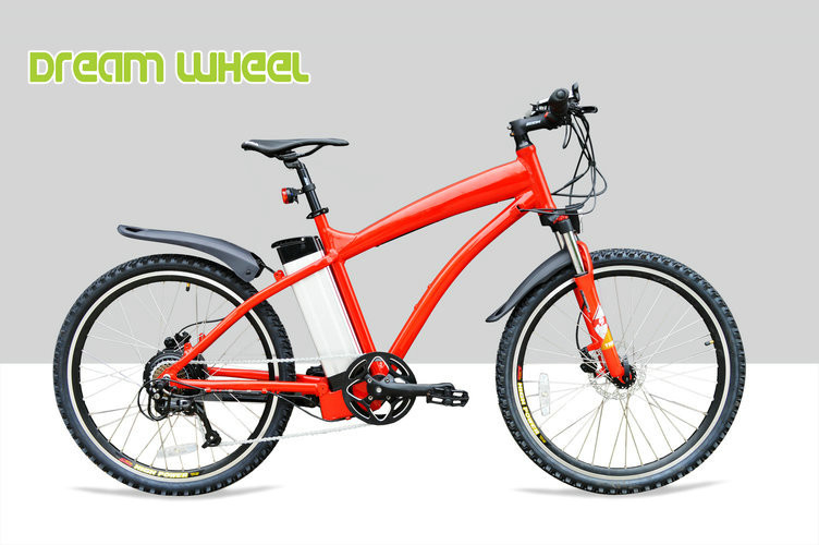 Red Pedal Assist High End Electric Mountain Bikes 48v 500w Gear