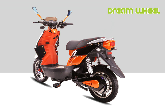 Pedal Assisted Electric Scooter Bicycle Orange 16" X 3.0 Tire Two Wheels 48V 250W Motor