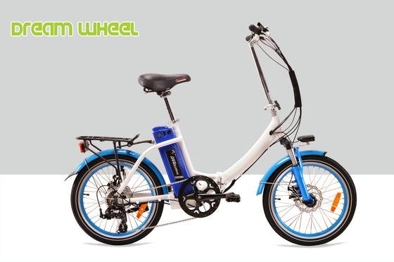 China Blue Mens Women'S Electric Folding Bike , Citizen Folding Electric Bike 20" Wheels supplier
