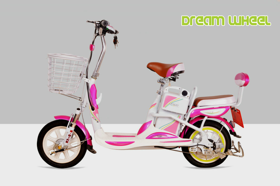 China Mini Cool Pedal Assist Electric Bike 350W 48V Pink White Fashion Throttle System supplier