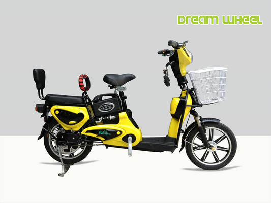 China EU City Yellow Pedal Assist Electric Bike 16&quot; Dual Seat Digital Style 25km/H supplier