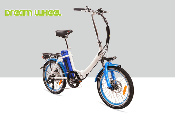 Blue Mens Women'S Electric Folding Bike , Citizen Folding Electric Bike 20" Wheels supplier