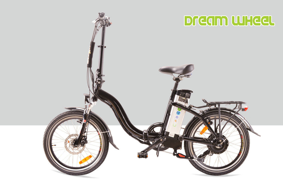 Black 10.4Ah 36V Electric Folding Bike , 20" Cruiser Folding Electric Bike With Disc Brake supplier