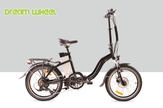 Black 10.4Ah 36V Electric Folding Bike , 20" Cruiser Folding Electric Bike With Disc Brake supplier