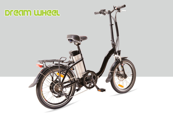 Black 10.4Ah 36V Electric Folding Bike , 20" Cruiser Folding Electric Bike With Disc Brake supplier